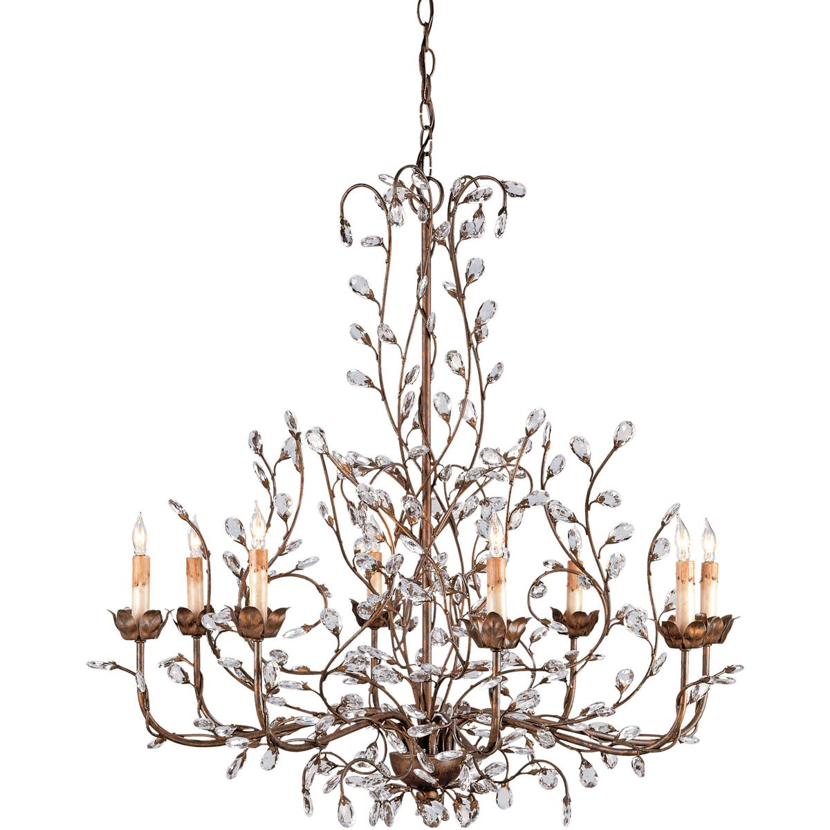 Currey & Company 9884 Crystal Bud 8 Light 33 inch Cupertino Chandelier Ceiling Light, Large